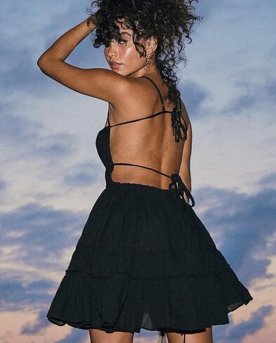 ForeMode Summer Deep V Neck Bohemian Women Mini Short Dress Backless Beach Boho Dress in Saudi Arabia