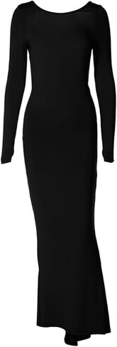 Women Bodycon Maxi Dress Long Sleeve Backless Ruched Party Cocktail Formal Wedding Guest Dresses Evening Gown in Saudi Arabia