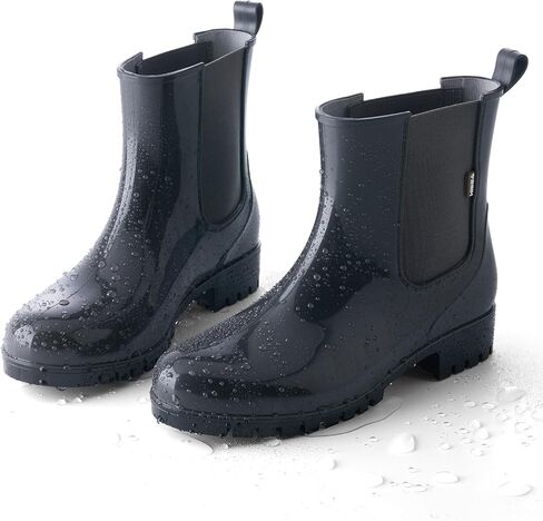 HISEA Short Rain Boots for Women Waterproof Garden Shoes Anti-Slipping Ankle Chelsea Rainboots for Ladies with Comfort Insole Lightweight Stylish Rubber Rain Shoes Outdoor Work Booties in Kuwait