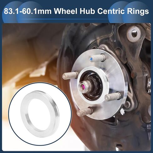 Car Wheel Hub Centric Rings OD 83.1mm to ID 60.1mm Wheels Center Shaft Shock Absorbing Hubrings Aluminium Alloy Silver Tone Durable in Saudi Arabia