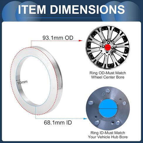 Car Wheel Hub Centric Rings OD 83.1mm to ID 60.1mm Wheels Center Shaft Shock Absorbing Hubrings Aluminium Alloy Silver Tone Durable in Saudi Arabia