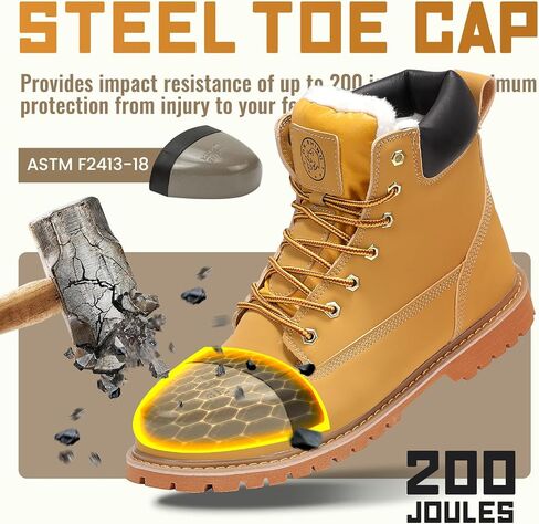 Dr.RHINO Winter Steel Toe Boots for Men Comfortable Winter Work Boots Waterproof Slip Resistant Snow Safety Boots Indestructible Construction Boots in Saudi Arabia