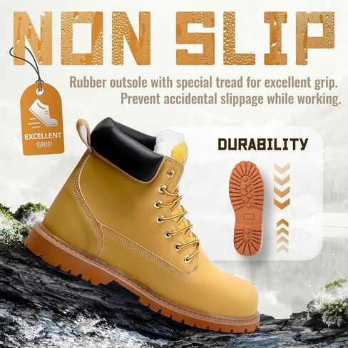 Dr.RHINO Winter Steel Toe Boots for Men Comfortable Winter Work Boots Waterproof Slip Resistant Snow Safety Boots Indestructible Construction Boots in Saudi Arabia