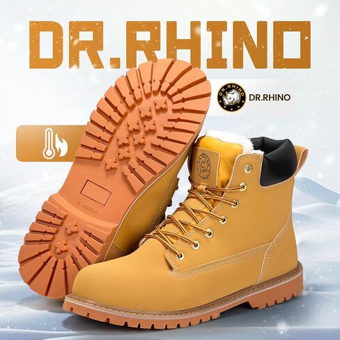 Dr.RHINO Winter Steel Toe Boots for Men Comfortable Winter Work Boots Waterproof Slip Resistant Snow Safety Boots Indestructible Construction Boots in Saudi Arabia