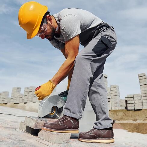 NINGO Steel/Soft Toe Work Boots for Men, 6 Inch Waterproof Mens Wedge Moc Toe Boots, Full-Grain Leather, Oil and Slip-Resistant Safety Boots, EH Protection,Work Boots for Construction, Industrial in Kuwait