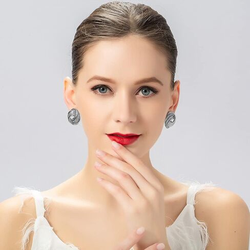Gold Silver Love Knot Clip On Earrings for Women, Fashion Clip On Earring No Pierced Earring in Saudi Arabia