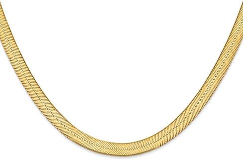 Diamond2Deal 14k Yellow Gold 6.5mm Silky Herringbone Chain Necklace in Saudi Arabia