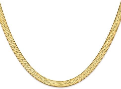 Diamond2Deal 14k Yellow Gold 6.5mm Silky Herringbone Chain Necklace in Saudi Arabia