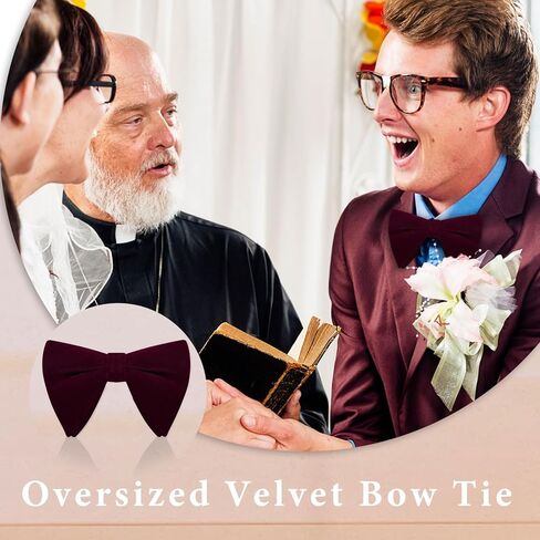 Velvet Bow Tie Adjustable Bowties Men, Pre-tied Oversized Bow Ties for Men, Bowtie for Party Wedding Ceremony Casual in Kuwait