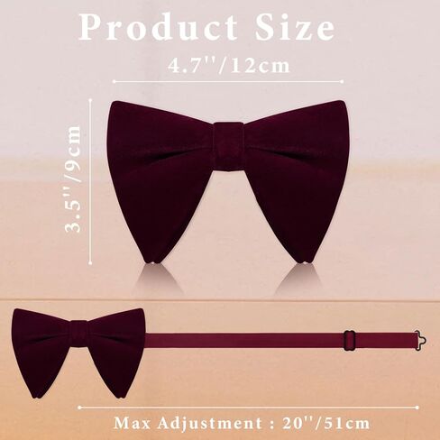 Velvet Bow Tie Adjustable Bowties Men, Pre-tied Oversized Bow Ties for Men, Bowtie for Party Wedding Ceremony Casual in Kuwait