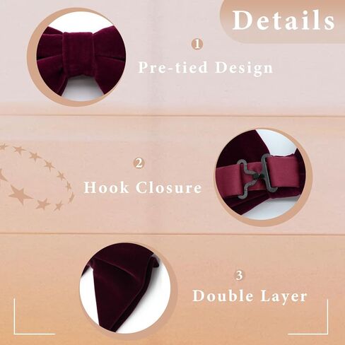 Velvet Bow Tie Adjustable Bowties Men, Pre-tied Oversized Bow Ties for Men, Bowtie for Party Wedding Ceremony Casual in Kuwait