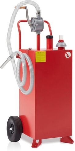 خزان وقود محمول بسعة 30 جالون، علبة مضخة غاز وديزل شديدة التحمل على العجلات، للسيارة أو الشاحنة أو ATV أو الدراجة النارية أو جزازة العشب (أحمر) in Kuwait