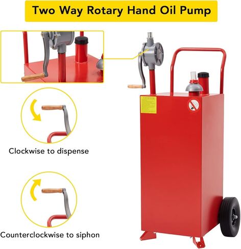 خزان وقود محمول بسعة 30 جالون، علبة مضخة غاز وديزل شديدة التحمل على العجلات، للسيارة أو الشاحنة أو ATV أو الدراجة النارية أو جزازة العشب (أحمر) in Kuwait