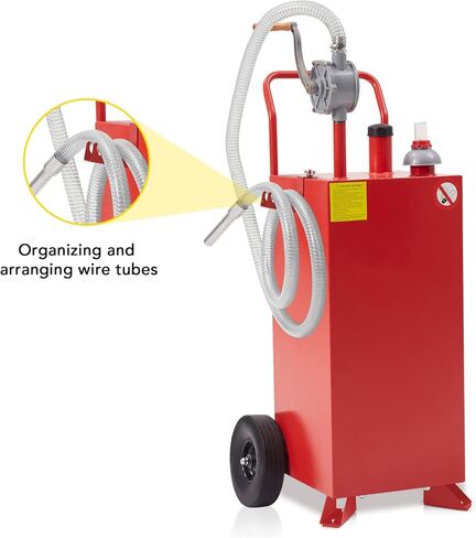 خزان وقود محمول بسعة 30 جالون، علبة مضخة غاز وديزل شديدة التحمل على العجلات، للسيارة أو الشاحنة أو ATV أو الدراجة النارية أو جزازة العشب (أحمر) in Kuwait