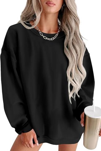 Zwurew Womens Oversized Sweatshirts Crew Neck Pullover Sweaters Casual Comfy Fall Fashion Outfits Clothes 2024 in Saudi Arabia