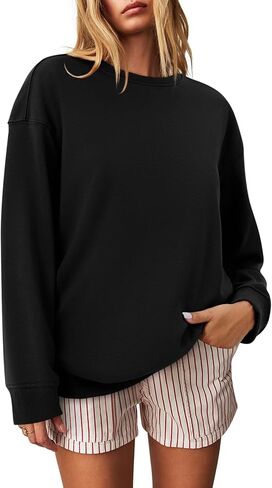 Zwurew Womens Oversized Sweatshirts Crew Neck Pullover Sweaters Casual Comfy Fall Fashion Outfits Clothes 2024 in Saudi Arabia