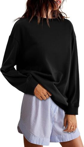 Zwurew Womens Oversized Sweatshirts Crew Neck Pullover Sweaters Casual Comfy Fall Fashion Outfits Clothes 2024 in Saudi Arabia
