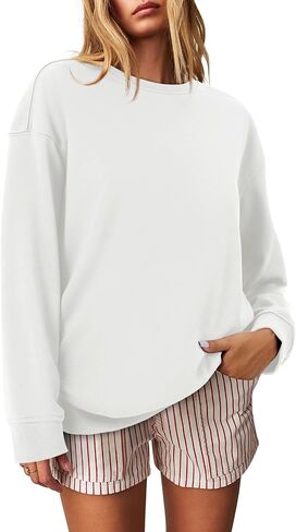 Zwurew Womens Oversized Sweatshirts Crew Neck Pullover Sweaters Casual Comfy Fall Fashion Outfits Clothes 2024 in Saudi Arabia