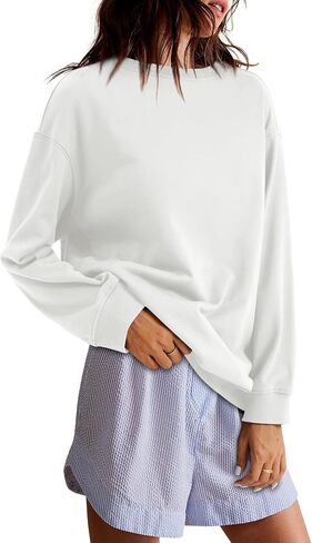 Zwurew Womens Oversized Sweatshirts Crew Neck Pullover Sweaters Casual Comfy Fall Fashion Outfits Clothes 2024 in Saudi Arabia