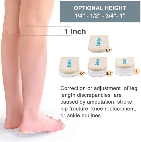 Sumifun Heel Lift, 4-Layer 1 Inch Gel Shoe Lifts for Women Uneven Legs, Adjustable Orthopedic Heel Lifts for Heel Pain and Leg Length Discrepancy, Heel Wedge Inserts 1/4" 1/2" 3/4" (Size S, 1 Pair) in Kuwait