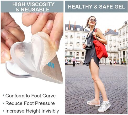 Sumifun Heel Lift, 4-Layer 1 Inch Gel Shoe Lifts for Women Uneven Legs, Adjustable Orthopedic Heel Lifts for Heel Pain and Leg Length Discrepancy, Heel Wedge Inserts 1/4" 1/2" 3/4" (Size S, 1 Pair) in Kuwait
