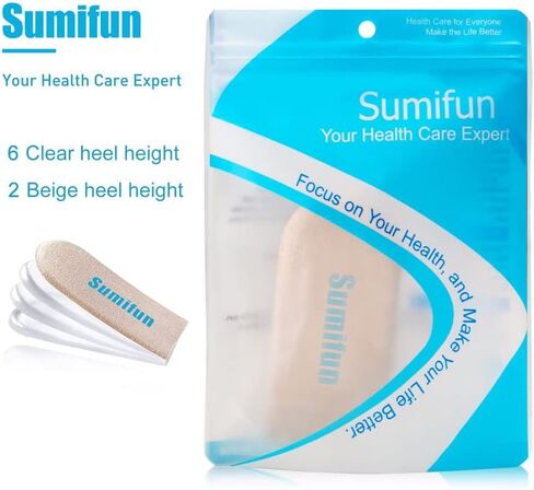 Sumifun Heel Lift, 4-Layer 1 Inch Gel Shoe Lifts for Women Uneven Legs, Adjustable Orthopedic Heel Lifts for Heel Pain and Leg Length Discrepancy, Heel Wedge Inserts 1/4" 1/2" 3/4" (Size S, 1 Pair) in Kuwait