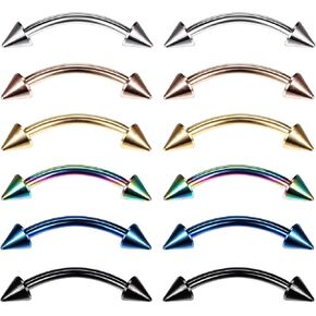 PEAKLINK 18G 16G Eyebrow Rings Curved Barbell Stainless Steel 6 8 10 12 14mm Navel Rings Lip Labret Eyebow Body Jewelry Piercing 12Pcs