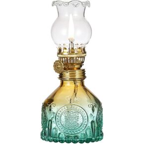 Vintage Gradient Color Glass Oil Kerosene Lamp Color Oil Lamps for Indoor Use Oil Lantern Indoor Decorative Hurricane Lamp Oil Lanterns for Tabletop Decor Emergency Lighting