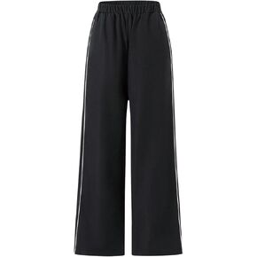 Floerns Boy's Contrast Striped Elastic Waist Sweatpants Wide Leg Casual Athletic Pants