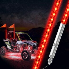 Red LED Whip Lights 3FT Spiral Lighted Whips for Off-Road Vehicle ATV UTV Polaris RZR Truck 4X4 SXS Buggy Dune(1PC)