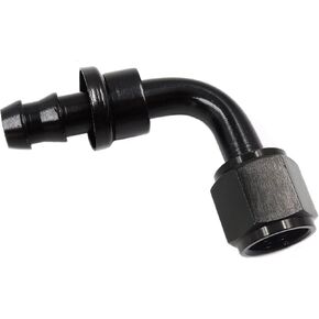 HiSport 6AN 90 Degree Push Lock Hose Fitting, Reusable Aluminum End Hose Adapter, AN6 (9/16-18UNF) Female to 3/8" Hose Barb, 6AN Fuel Line Fittings, 6AN 90 Degree Swivel Hose End, Black