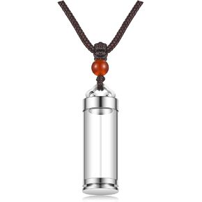 Zysta Cremation Urn Necklace for Ashes Stainless Steel Lucky Clouds Glass Cylinder Urn Necklace Openable Vial Tube Container Memorial Locket Pendant Keepsake Jewelry for Human Pet Ashes