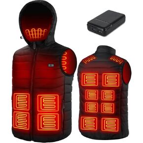 Heated Vest for Men with 10000mAh Battery Pack, Lightweight Mens Heated Vest with Detachable Hood