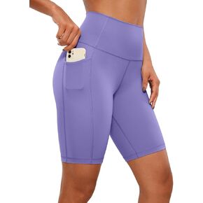 CRZ YOGA Women's Naked Feeling Biker Shorts - 8'' High Waisted Yoga Gym Spandex Shorts Side Pockets