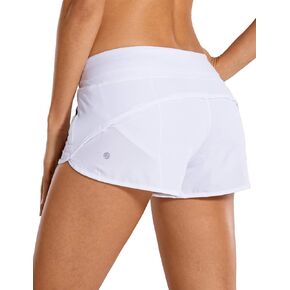 CRZ YOGA Women's Quick Dry Workout Running Shorts Mesh Liner - 2.5'' Drawstring Sport Gym Athletic Shorts Zip Pocket