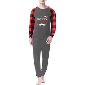 BDAILKA 2024 Christmas Pajamas for Couples Long Sleeve Plaid Christmas Pajamas Xmas Printed Sleepwear with Pockets