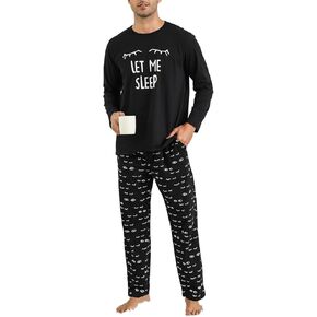 EISHOPEER Men's Pajama Set Cute Printed Long Sleeve Top and Long Pants Soft Sleepwear Pjs Sets S-XXL