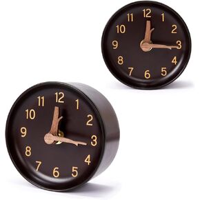 Wooden Analog Desk Clock Non-Ticking Silent Table Clock Battery Operated Modern Decorative Clock for Office, Living Room,4-Inches Small Round Quartz Clock