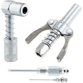 Yetaha 4 Pack Grease Gun Fitting Kit, 90 Degree Grease Gun Coupler Adapter, GreaseGun Coupler, Grease Needle Dispenser, Needle Tip Dispenser for Hard to Reach Grease Zerk Fittings