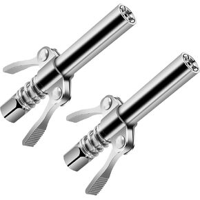 2PCS Grease Gun Coupler Grease Gun Tips,Quick Lock Double Handles Grease Gun Tip,Rated 17000PSI,Compatible with All Grease Guns,Suitable for Automobiles Ships Farm Machinery