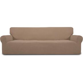 Easy-Going Stretch Sofa Slipcover 1-Piece Sofa Cover Furniture Protector Couch Soft with Elastic Bottom for Kids, Polyester Spandex Jacquard Fabric Small Checks (Sofa, Dark Gray)