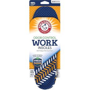 Arm & Hammer Work Insoles for Men and Women, Boot Inserts for Work Boots, Boot Insoles for Men Work, Work Boot Insoles for Men and Women, Pair of Anti-Fatigue Arch Support Memory Foam Insoles (1 Pack)