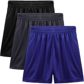 BEARAE Boys Athletic Shorts, Boys Basketball Shorts, Boys Quick Dry Shorts Pack with Pockets, Drawstring, Elastic Waistband