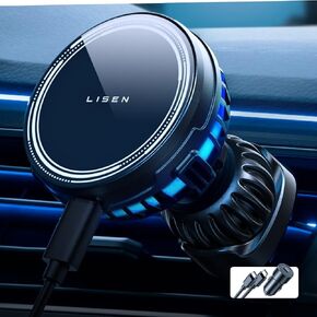 LISEN for MagSafe Car Mount Charger,15W Wireless Car Charger Mount, Cooling Fan Hands Free iPhone Car Holder Mount Fit for iPhone 15 14 13 12 Pro Max Plus Mini MagSafe Case