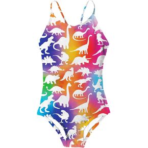 RAISEVERN Girls 1 Piece Swimsuits Bathing Suits for Kids Cross Back Swimwear Beach Summer Swim Suits for 3-10 Years