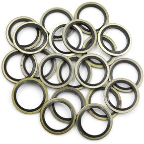 20pcs Engine Oil Crush Washers Drain Plug Gaskets 20mm ID. 28mm OD. for Car Bronze Tone Automotive Parts