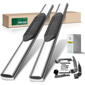 YHTAUTO 6 Inch Running Boards Side Steps Fit Chevy Silverado & GMC Sierra 1500/2500 HD/3500 1999-2013, Standard/Regular Cab, Oval Straight Carbon Steel Black Powder, Truck Cab Side Step Rails