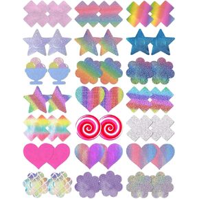 21 Pairs Pasties Pack Fun Nipple Covers Rave Pasties Bulk Rave Tops Accessories Festival Bikini Boob Covers Stickers