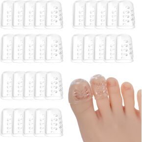 30Pcs Silicone Toe Protector, Gel Anti-Friction Toe Protectors, Breathable Little Toe Covers for Men Women Soft Clear Silicone Toe Protectors for Blisters Calluses Corns Protection & Pain Relief