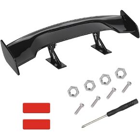 Car Mini Spoiler Wing, 9.8" Adhesive Mini Rear Tail Wing Carbon Fiber Texture Decorative Spoiler, Universal Auto Tiny Tail Wing Decor for Men Women, Car Accessories (Black Carbon Fiber)